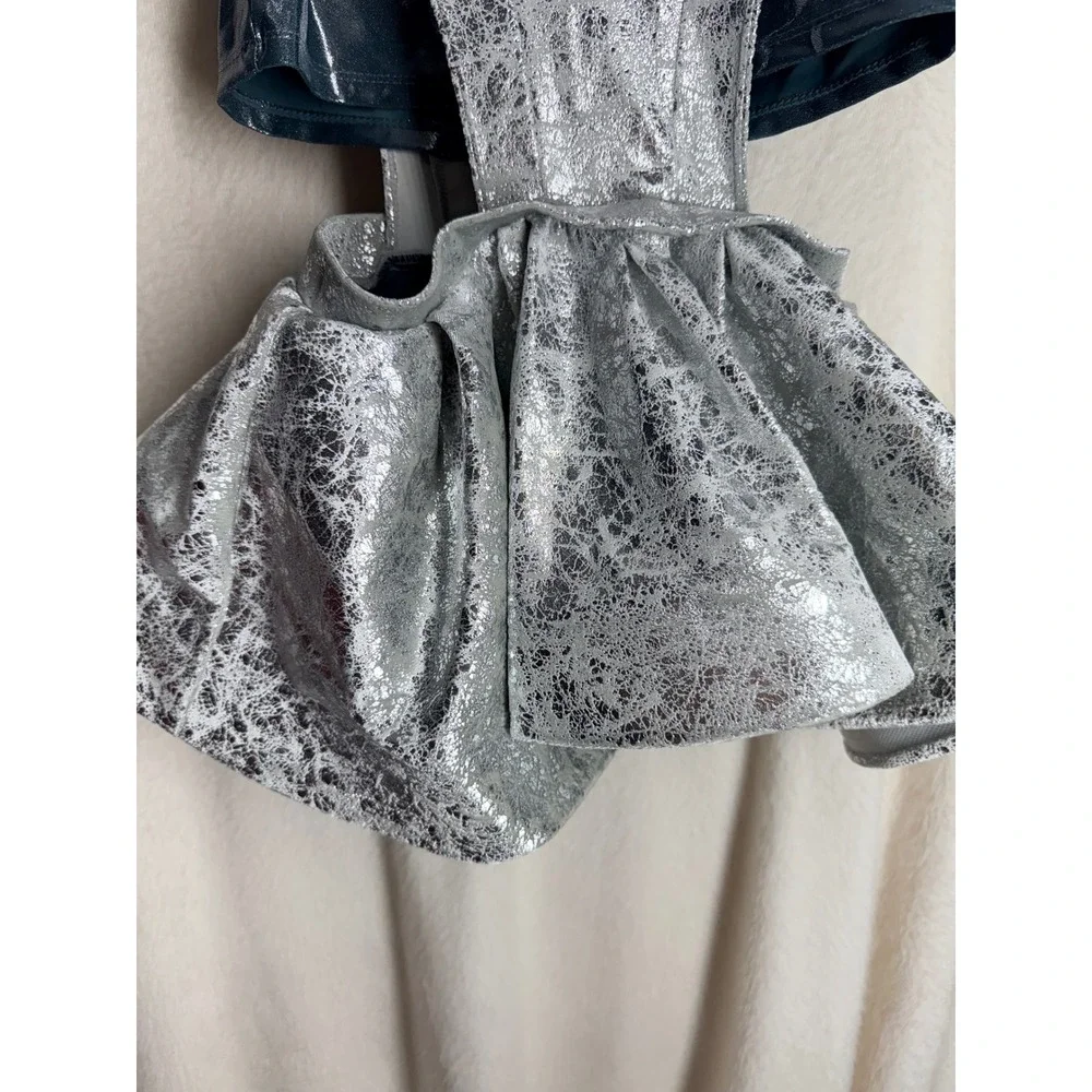 Tenth House Silver Metallic Cracked Foil Dance Costume Dress LC Kids